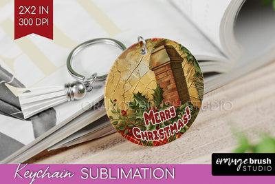 Vintage Christmas Keychain PNG - Xmas Keychain Sublimation Sublimation OrangeBrushStudio 