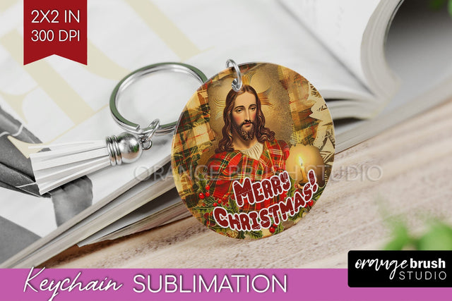 Vintage Christmas Keychain PNG - Xmas Keychain Sublimation Sublimation OrangeBrushStudio 