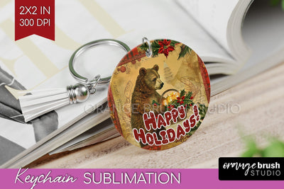Vintage Christmas Keychain PNG - Xmas Keychain Sublimation Sublimation OrangeBrushStudio 