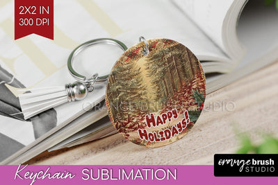 Vintage Christmas Keychain PNG - Xmas Keychain Sublimation Sublimation OrangeBrushStudio 