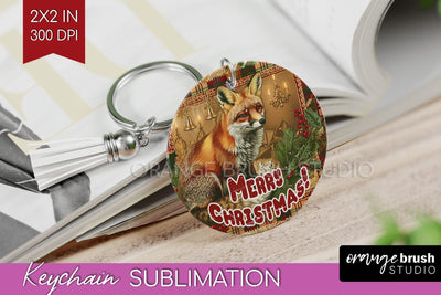 Vintage Christmas Keychain PNG - Xmas Keychain Sublimation Sublimation OrangeBrushStudio 