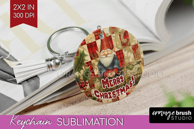 Vintage Christmas Keychain PNG - Xmas Keychain Sublimation Sublimation OrangeBrushStudio 