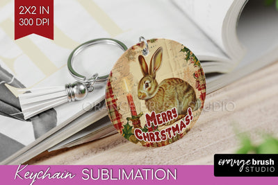 Vintage Christmas Keychain PNG - Xmas Keychain Sublimation Sublimation OrangeBrushStudio 