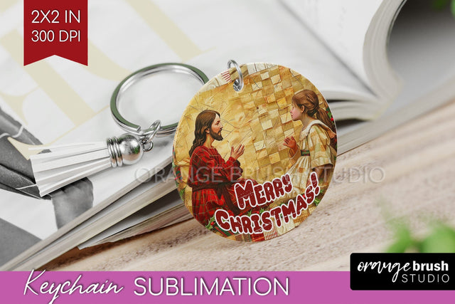 Vintage Christmas Keychain PNG - Xmas Keychain Sublimation Sublimation OrangeBrushStudio 