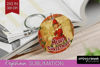 Vintage Christmas Keychain PNG - Xmas Keychain Sublimation Sublimation OrangeBrushStudio 