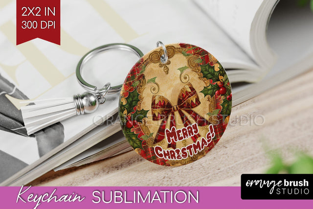 Vintage Christmas Keychain PNG - Xmas Keychain Sublimation Sublimation OrangeBrushStudio 