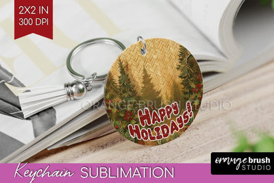 Vintage Christmas Keychain PNG - Xmas Keychain Sublimation Sublimation OrangeBrushStudio 