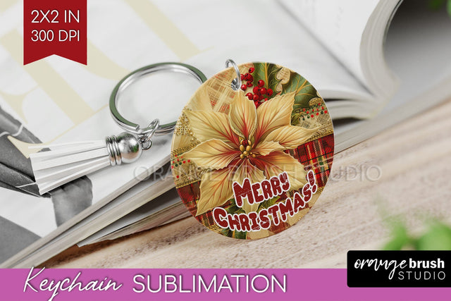 Vintage Christmas Keychain PNG - Xmas Keychain Sublimation Sublimation OrangeBrushStudio 