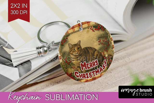Vintage Christmas Keychain PNG - Xmas Keychain Sublimation Sublimation OrangeBrushStudio 