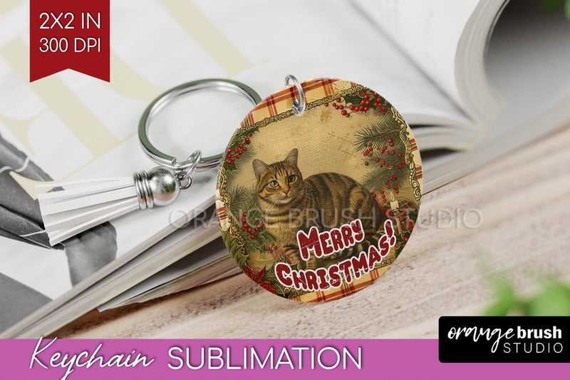 Vintage Christmas Keychain PNG - Xmas Keychain Sublimation Sublimation OrangeBrushStudio 