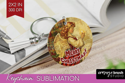 Vintage Christmas Keychain PNG - Xmas Keychain Sublimation Sublimation OrangeBrushStudio 