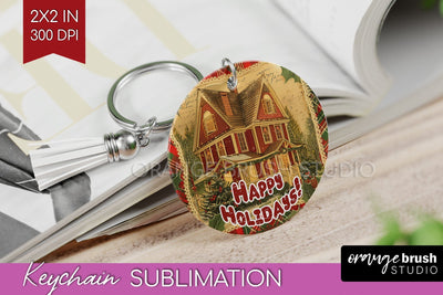Vintage Christmas Keychain PNG - Xmas Keychain Sublimation Sublimation OrangeBrushStudio 