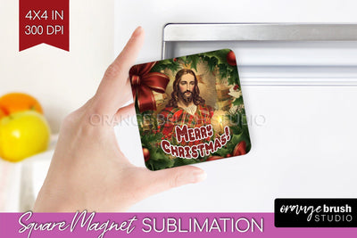 Vintage Christmas Magnet Sublimation - Retro Xmas Magnet PNG Sublimation OrangeBrushStudio 