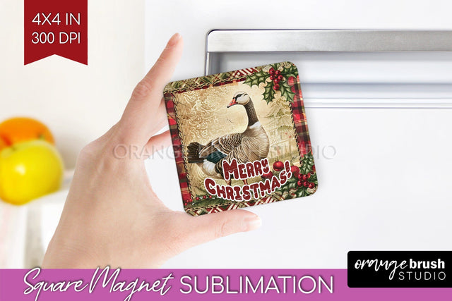 Vintage Christmas Magnet Sublimation - Retro Xmas Magnet PNG Sublimation OrangeBrushStudio 