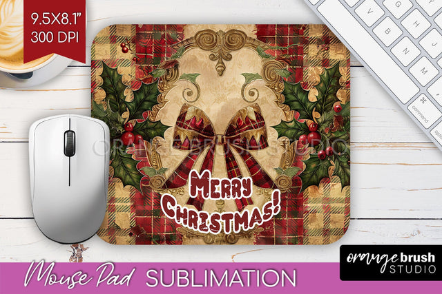 Vintage Christmas Mouse Pad Sublimation - Xmas Mousepad PNG Sublimation OrangeBrushStudio 