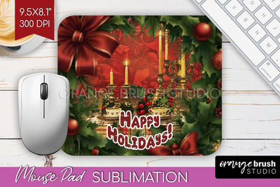 Vintage Christmas Mouse Pad Sublimation - Xmas Mousepad PNG Sublimation OrangeBrushStudio 