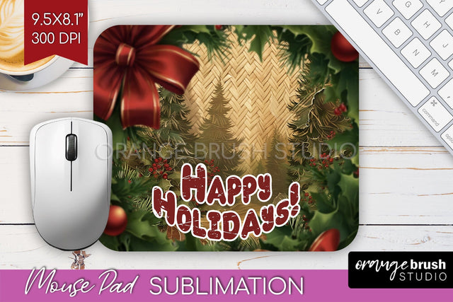 Vintage Christmas Mouse Pad Sublimation - Xmas Mousepad PNG Sublimation OrangeBrushStudio 
