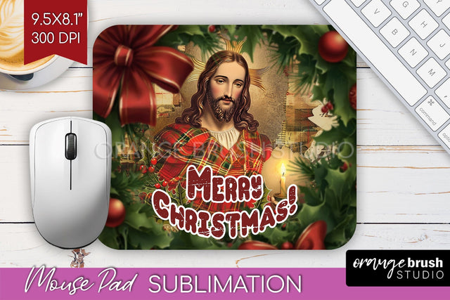 Vintage Christmas Mouse Pad Sublimation - Xmas Mousepad PNG Sublimation OrangeBrushStudio 