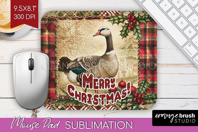 Vintage Christmas Mouse Pad Sublimation - Xmas Mousepad PNG Sublimation OrangeBrushStudio 