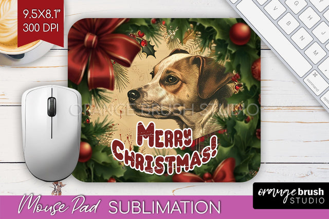 Vintage Christmas Mouse Pad Sublimation - Xmas Mousepad PNG Sublimation OrangeBrushStudio 