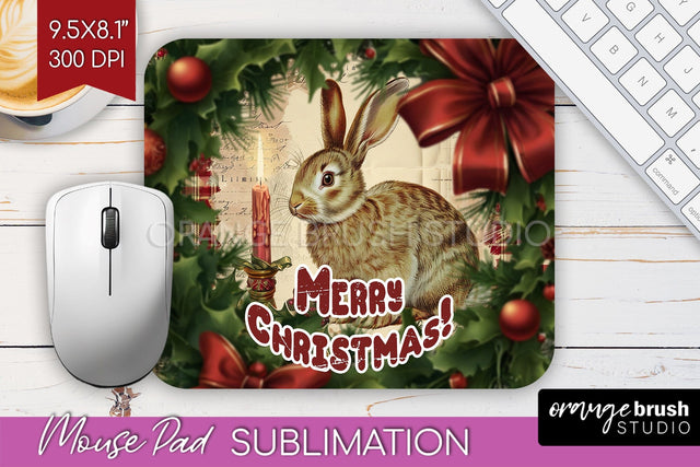 Vintage Christmas Mouse Pad Sublimation - Xmas Mousepad PNG Sublimation OrangeBrushStudio 