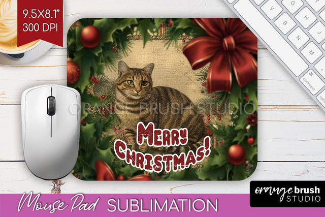 Vintage Christmas Mouse Pad Sublimation - Xmas Mousepad PNG Sublimation OrangeBrushStudio 