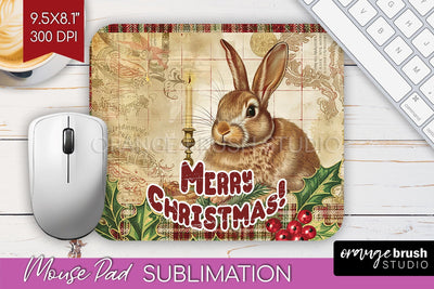 Vintage Christmas Mouse Pad Sublimation - Xmas Mousepad PNG Sublimation OrangeBrushStudio 