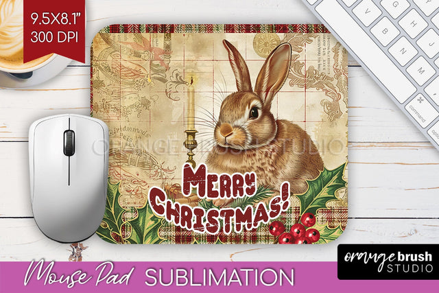 Vintage Christmas Mouse Pad Sublimation - Xmas Mousepad PNG Sublimation OrangeBrushStudio 