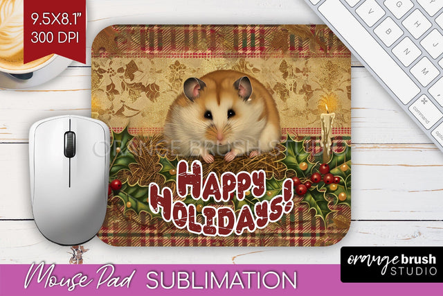 Vintage Christmas Mouse Pad Sublimation - Xmas Mousepad PNG Sublimation OrangeBrushStudio 