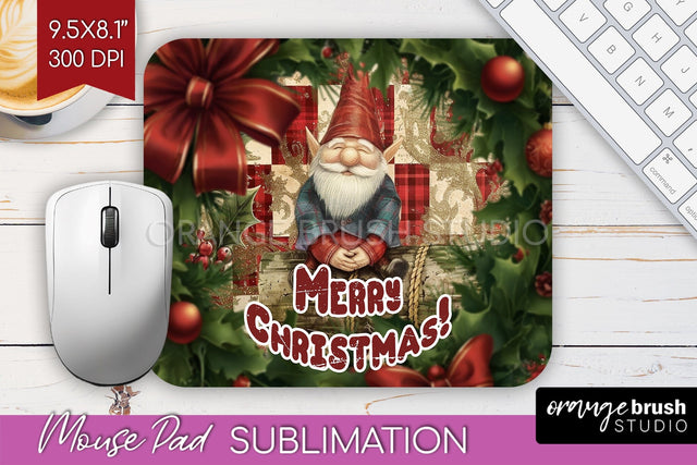 Vintage Christmas Mouse Pad Sublimation - Xmas Mousepad PNG Sublimation OrangeBrushStudio 
