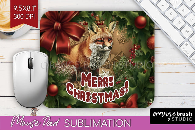 Vintage Christmas Mouse Pad Sublimation - Xmas Mousepad PNG Sublimation OrangeBrushStudio 