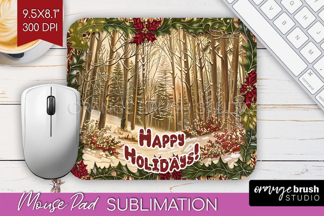 Vintage Christmas Mouse Pad Sublimation - Xmas Mousepad PNG Sublimation OrangeBrushStudio 