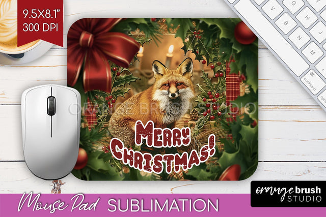 Vintage Christmas Mouse Pad Sublimation - Xmas Mousepad PNG Sublimation OrangeBrushStudio 