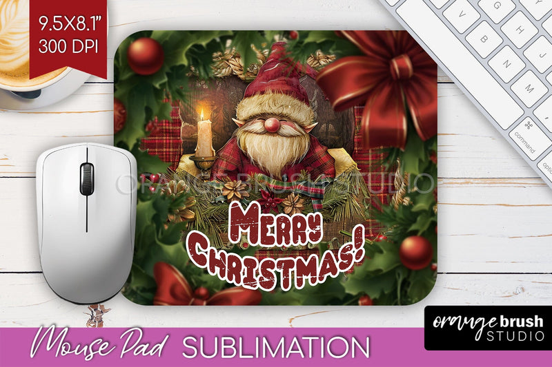Vintage Christmas Mouse Pad Sublimation - Xmas Mousepad PNG Sublimation OrangeBrushStudio 