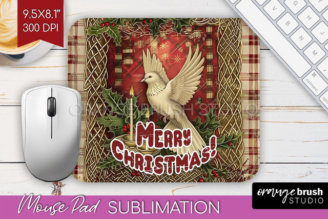 Vintage Christmas Mouse Pad Sublimation - Xmas Mousepad PNG Sublimation OrangeBrushStudio 