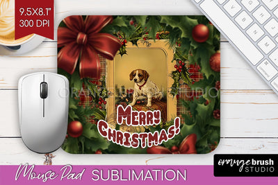 Vintage Christmas Mouse Pad Sublimation - Xmas Mousepad PNG Sublimation OrangeBrushStudio 