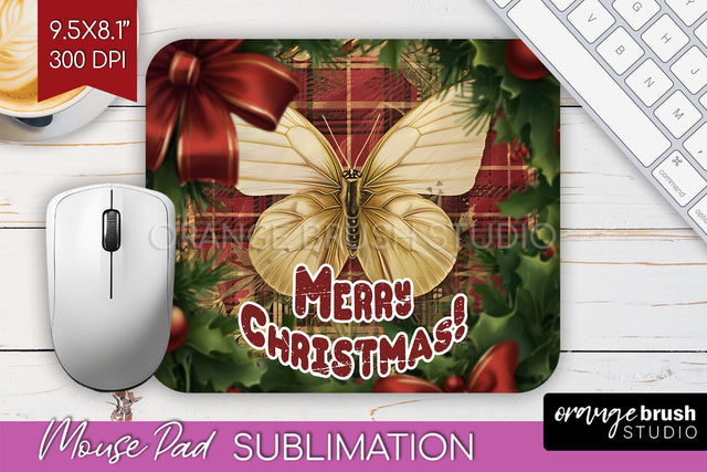 Vintage Christmas Mouse Pad Sublimation - Xmas Mousepad PNG Sublimation OrangeBrushStudio 
