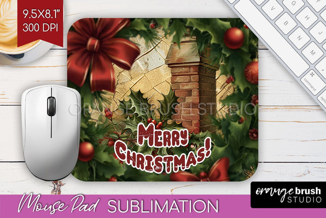 Vintage Christmas Mouse Pad Sublimation - Xmas Mousepad PNG Sublimation OrangeBrushStudio 