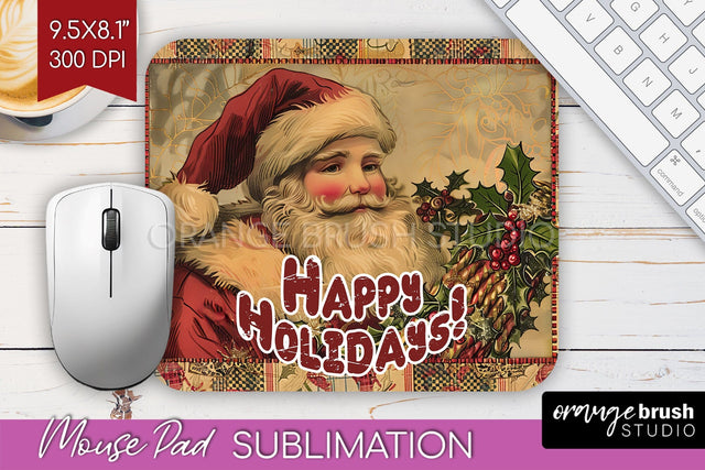 Vintage Christmas Mouse Pad Sublimation - Xmas Mousepad PNG Sublimation OrangeBrushStudio 