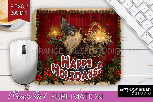Vintage Christmas Mouse Pad Sublimation - Xmas Mousepad PNG Sublimation OrangeBrushStudio 