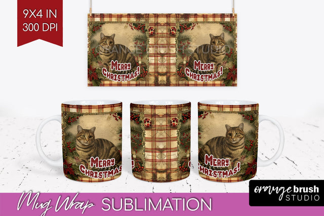 Vintage Christmas Mug Wrap - Retro Xmas 15Oz Mug Sublimation Sublimation OrangeBrushStudio 