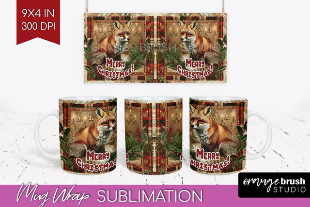 Vintage Christmas Mug Wrap - Retro Xmas 15Oz Mug Sublimation Sublimation OrangeBrushStudio 