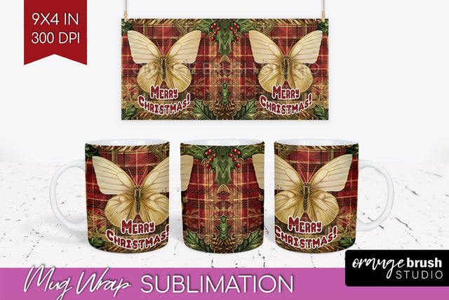 Vintage Christmas Mug Wrap - Retro Xmas 15Oz Mug Sublimation Sublimation OrangeBrushStudio 