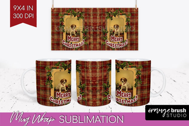 Vintage Christmas Mug Wrap - Retro Xmas 15Oz Mug Sublimation Sublimation OrangeBrushStudio 