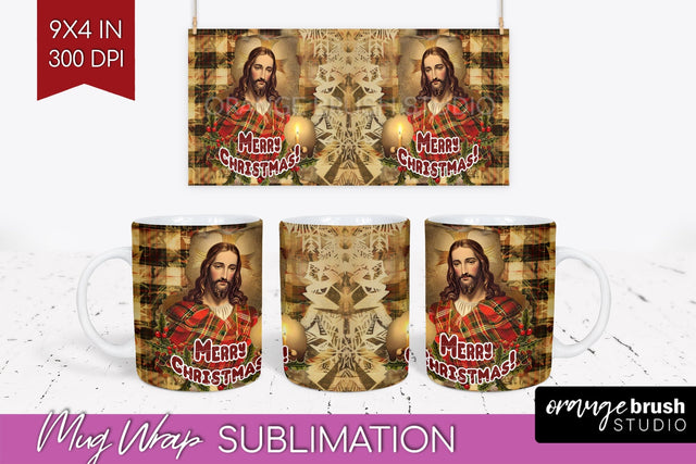 Vintage Christmas Mug Wrap - Retro Xmas 15Oz Mug Sublimation Sublimation OrangeBrushStudio 