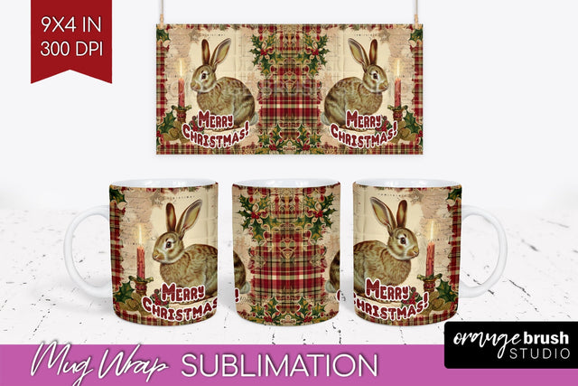 Vintage Christmas Mug Wrap - Retro Xmas 15Oz Mug Sublimation Sublimation OrangeBrushStudio 