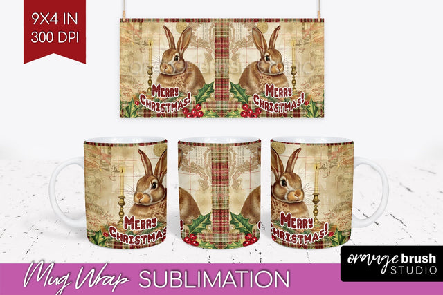 Vintage Christmas Mug Wrap - Retro Xmas 15Oz Mug Sublimation Sublimation OrangeBrushStudio 