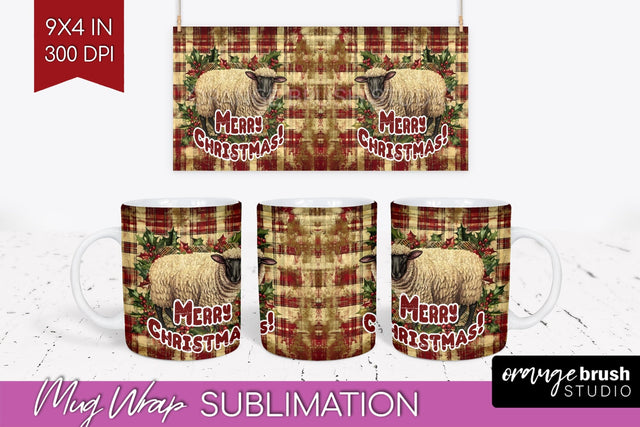 Vintage Christmas Mug Wrap - Retro Xmas 15Oz Mug Sublimation Sublimation OrangeBrushStudio 