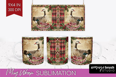 Vintage Christmas Mug Wrap - Retro Xmas 15Oz Mug Sublimation Sublimation OrangeBrushStudio 
