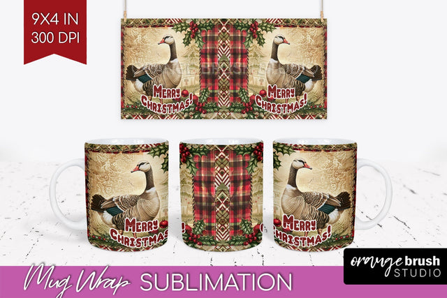 Vintage Christmas Mug Wrap - Retro Xmas 15Oz Mug Sublimation Sublimation OrangeBrushStudio 